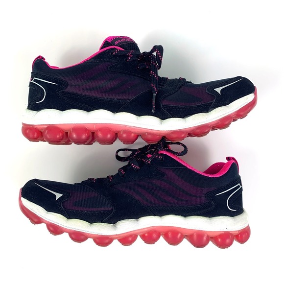 Sketchers Sketch-Air Running Shoes Womens Sz 7.5 Black Hot Pink Lace Up 11848 - Picture 5 of 16